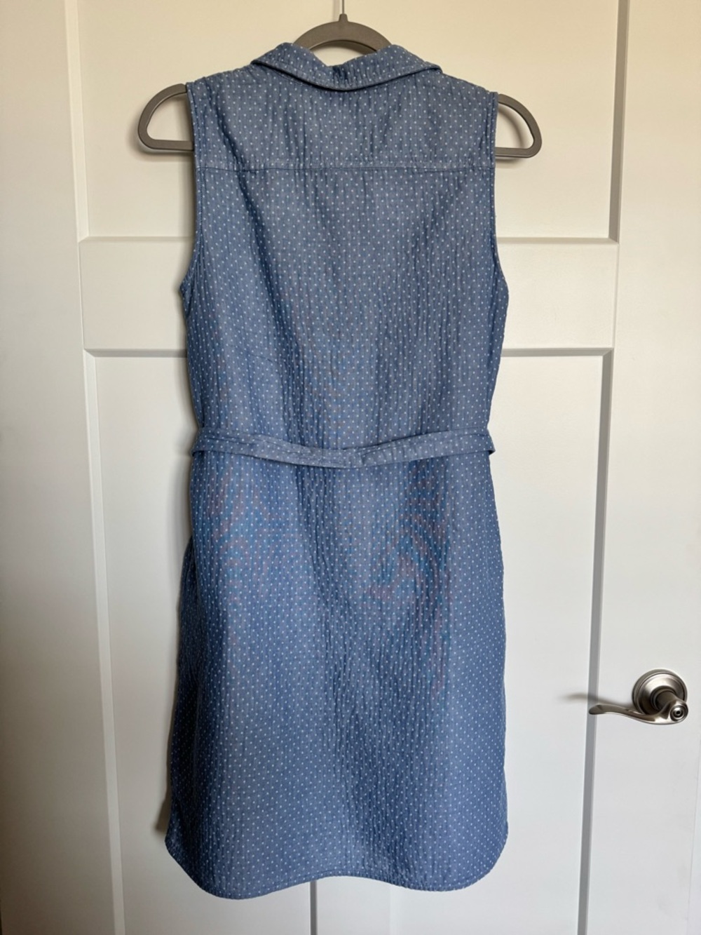 NWOT Tommy Hilfiger Blue Sleeveless Button-Front Polka Dot Shirt Dress Size 8 - Picture 3 of 16